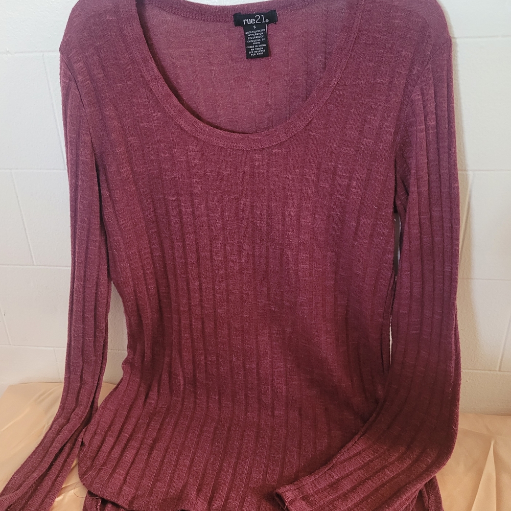 Rue21 Ribbed Knit Sweater - Burgundy